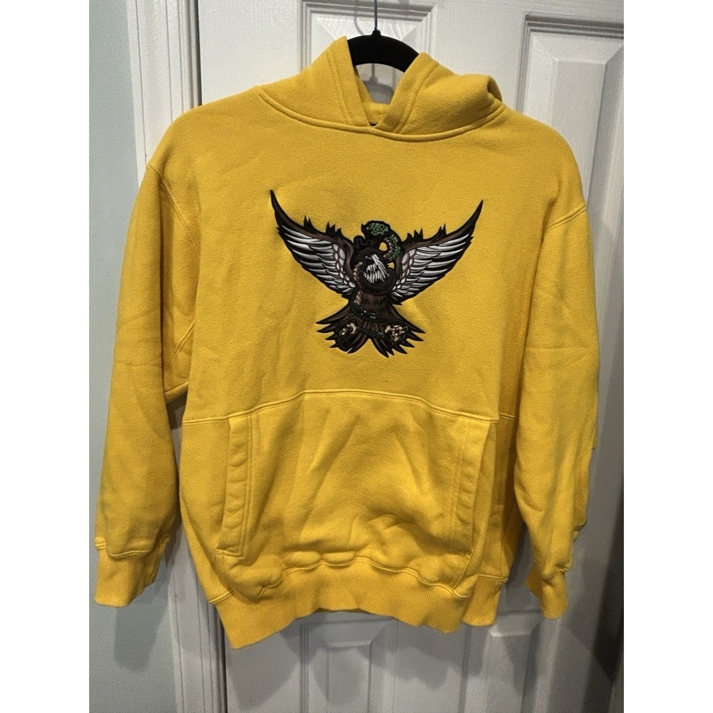 JNCO Jeans Yellow Eagle Snake Hoodie  M Embroidered Vintage Y2K JNCO GRAIL